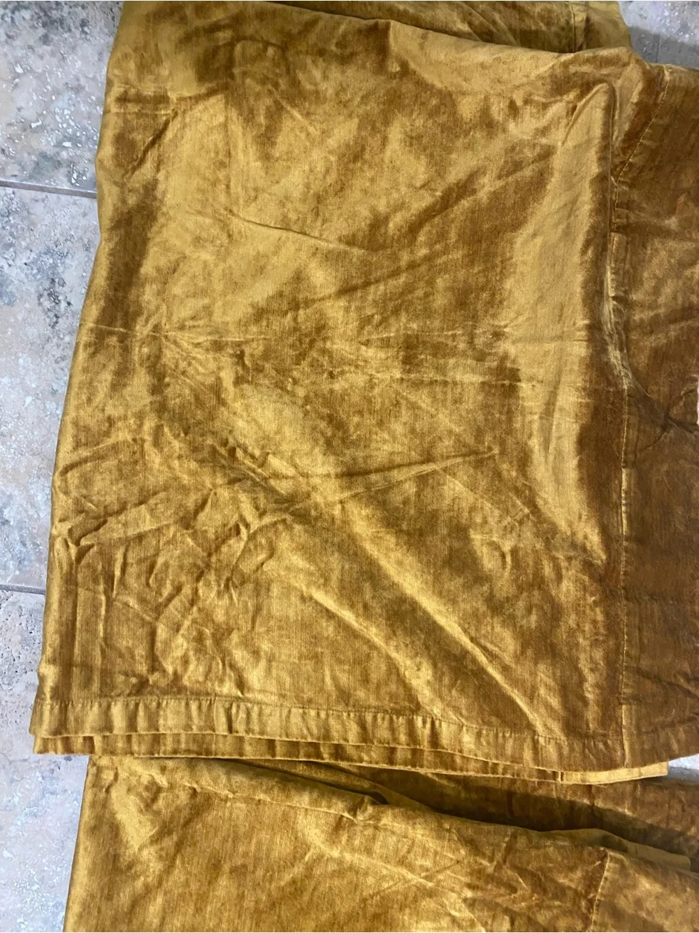 West Elm Blackout Golden Oak Velvet Luxurious Plush Rich Curtain Panels 48x84